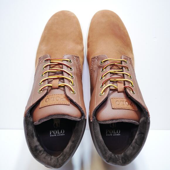 NEW POLO RALPH LAUREN SHRUNKEN NUBUCK CANVAS BOOT SHOES BROWN MENS SIZE - 11 - Picture 4 of 7